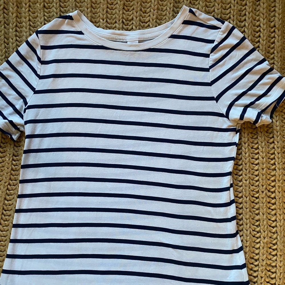 Old Navy Navy and White Striped Tee